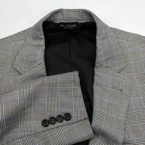 Jos A Bank Signature Silk Wool Blend Sport Coat Blazer Black Glen Plaid Size 44L - Picture 1 of 8