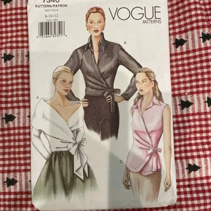 Seltene Vogue 7340 Misses Wickelblusen Abend Schulterfrei Kragen Gr. 8-12 UNGESCHNITTEN - Bild 1 von 2