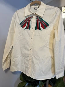 CAMICIA FIOCCO BUTTOM UP RICAMO TAGLIA XS ITALIA NUOVA - Foto 1 di 12