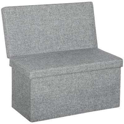 HOMCOM Panca Contenitore Pieghevole da 77L con Schienale in Tessuto Grigio - Immagine 1 di 4