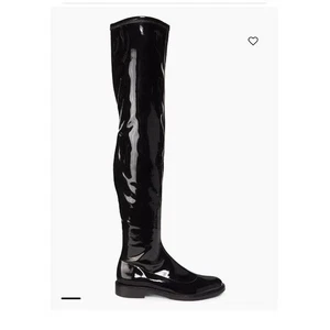 Schutz Kaolin Black Patent Leather Over-the-Knee Boots Size 10 .5B High Shine - Picture 1 of 7