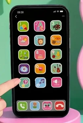 Teléfono Celular Juguete Niños Pequeños Luces Negras Sonido Música Aprendizaje Educativo Foto 1 de 4