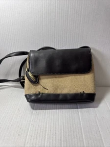 Vintage Liz Claiborne Crossbody Purse Beige Brown Logo Charm - Picture 1 of 5