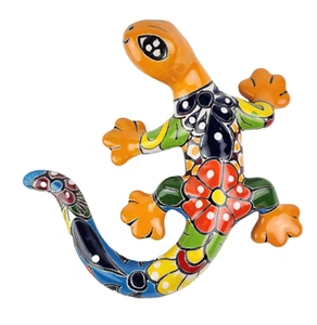 Mexican Ceramic Gecko Hand-Painted Folk Art Wall Lizard Unique Decor - Picture 1 of 6