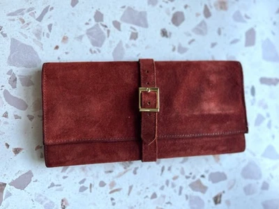 Vintage Suede Jewelry Burgundy Bag  - Image 1 of 4