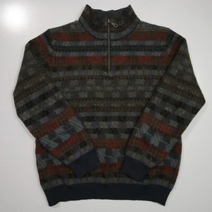 The Peruvian Connection Grey Black Red Quarter Zip Sweater Size Medium - Picture 1 of 15