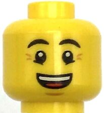 Lego Yellow Minifig Head Dual Sided Thick Brows Furrows Cheek Lines
