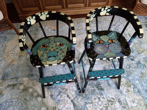 Vintage Custom-made Hand-painted Children's High Chair Children's Chair Cover