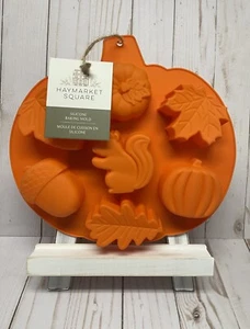 Molde de silicona para hornear 7 cavidades mini pastel sartén caída calabaza hoja de ardilla NUEVO - Imagen 1 de 3