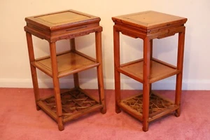 Dos hermosas mesas de lámparas chinas de madera blanda  - Imagen 1 de 14