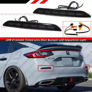 FOR 22-25 CIVIC HATCHBACK SMOKE LENS REAR BUMPER REFLECTOR LED SEQUENTIAL LIGHT - Picture 1 of 5