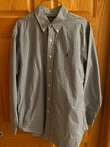 Ralph Lauren Classic Fit Blue/Wht Checks Button Shirt Long Sleeve 15-1/2 32/33 - Picture 1 of 8