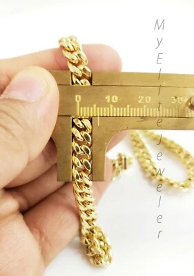 10k Yellow Gold Ladies 6mm Necklace 16Inch Cuban CHOKER Chain Thick Strong REAL - Image 1 of 4