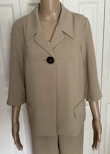 Yansi Fugel Light Tan Brown Size M Jacket Size 10 Wide Leg Pants 2 Pc. Set Suit - Picture 1 of 14