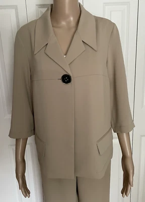 Chaqueta Yansi Fugel Marrón Tostado Claro Talla M Talla 10 Pantalones Pierna Ancha 2 Piezas Set Traje Foto 1 de 4