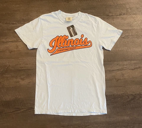 Illinois Fighting Illini Men's T-Shirt Size Small Light Blue Short Sleeve New Cover