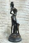 Signed Original French Artist Patoue Nude Naked Nymph Bronze Sculpture Statue