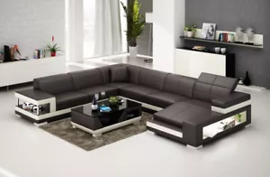 Sofá en forma de U moderno sofá de esquina con mesa de centro sofá tapizado paisaje residencial otomano - Imagen 1 de 7