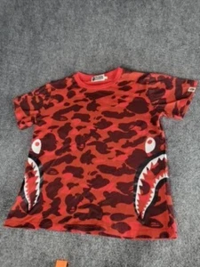 Bape A Bathing Ape Nigo Shark Mouth Tshirt Men Sz S Red Camo Hiphop Streetwear - Picture 1 of 9