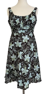 Evan Picone Green & Black Sleeveless Ruched Chest Dress Size 10 P Empire Waist - Picture 1 of 15