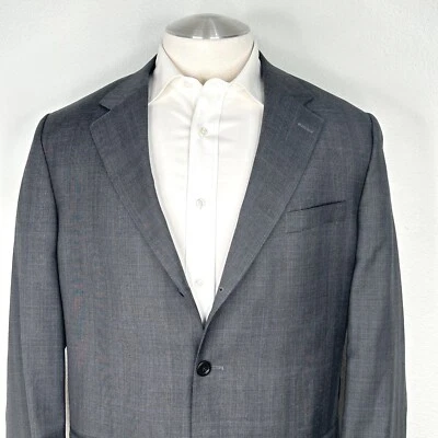 J Press Presstige 100% Reda Wool Gray Prince Of Wale 3/2 Roll Sport Coat 46 Tall - Image 1 of 4