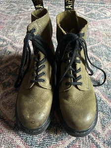 DOC MARTENS dr. Marten’s “PASCAL” 1460 Green Leather Combat Boots Docs 7 - Picture 1 of 8