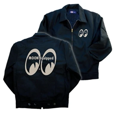 Men's Mooneyes Classic Moon Equipped Eyes Black Twill Shop Jacket MQW013BK S-2XL - Image 1 of 4