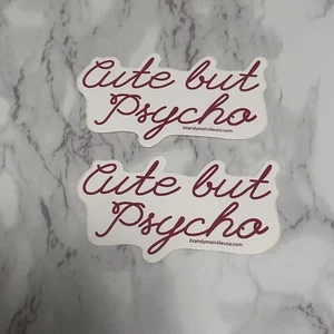 2er Set seltene Brandy Melville Deko Vinyl Laptop Aufkleber süß aber Psycho - Bild 1 von 3