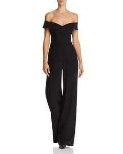 Black Halo Women's Yoli Off-the-Shoulder Jumpsuit Black Size 10 - Picture 1 of 5