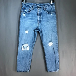 Levi's 501 Size 31X26* Blue Straight Leg Regular Fit Destroyed Cotton - Picture 1 of 14