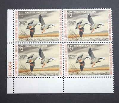 RW39 Federal Duck Hunting Stamps Block of FOUR (4), MNH, OG, 1972 w/Plate Block# - Image 1 of 2