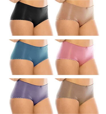 EMILY JOHNSON 3,6 or12 Satin Silky Boyshort Booty Shorts NYLON Sissy Bikini Panties Boxer 6305