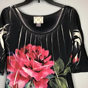 Chelsea & Violet Women Sz S Fitted Stretch Dress Black Pink Floral - Picture 1 of 12
