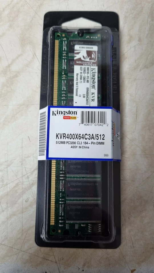 Kingston KVR400X64C3A/512 (512 MB, PC3200 (DDR-400), DDR RAM, 400 MHz, DIMM) NEW - Image 1 of 1