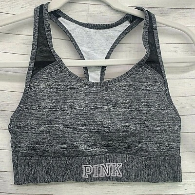  Victorias Secret Womens PINK Ultimate Lightly Lined Sports Bra Sz Small S Gray - Image 1 of 4