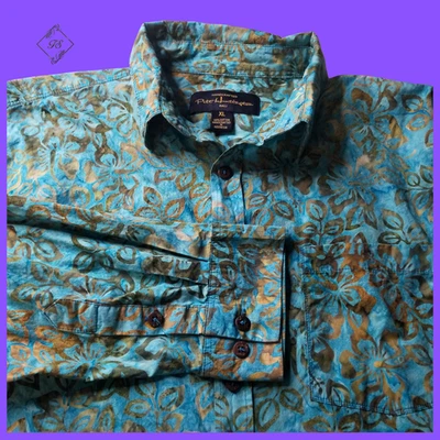 PETE HUNTINGTON Long Sleeve Shirt Men Size XL Hawaiian Hand Dyed Button Front - Image 1 of 4