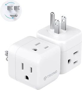 TROND Multi Plug Wall Outlet 2 Pack, 3 Way Outlet Adapter with 360 Rotating Plug - Picture 1 of 12