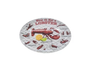 4 Lobster Plates OVAL Plastic How To EAT LOBSTER Diagram - Picture 1 of 2