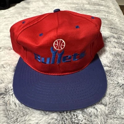 Nos Washington Bullets Men's Vintage 90's Plain Logo Snapback Hat Red Blue Nwt - Image 1 of 4