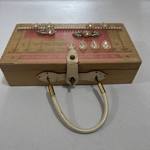 Vintage Signed Enid Collins Pink, Red,  & White Cable Car BOX PURSE 1964 - Picture 1 of 13