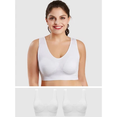 Padded Seamless Comfort Bra 2 Pack Full Cup Stretch White UK 8-20 - Image 1 of 4