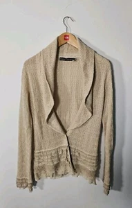 Cárdigan Ralph Lauren Etiqueta Negra Lino Seda Cachemira Lana Volantes Talla Grande - Imagen 1 de 16