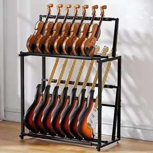 Espositore per chitarra 2 livelli supporto ukulele regolabile ripiano portaoggetti violino - Foto 1 di 15