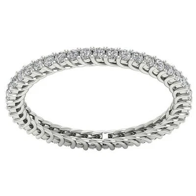 Eternity Stackable Ring Round Cut Diamond I1 G 0.70 Carat White Gold Prong Set - Image 1 of 4
