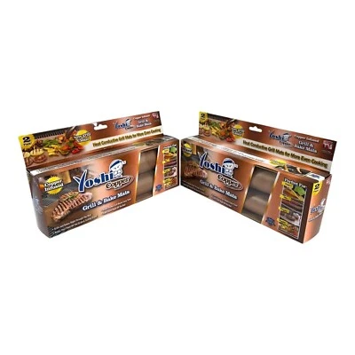 Paquete de 2 alfombrillas para parrilla y hornear de cobre Yoshi - Juego de 2 antiadherentes reutilizables para horno de barbacoa Foto 1 de 4
