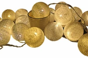 Gold Fleck 5cm Ball String Night LED Light Room Party Outdoor Event BATT PWR - Picture 1 of 4