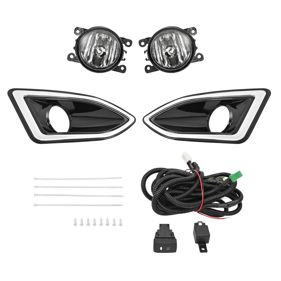 Pair Front Bumper Fog Lights Lamps Harness Switch Kit For Ford Edge 2015-2018 - Изображение 1 из 4