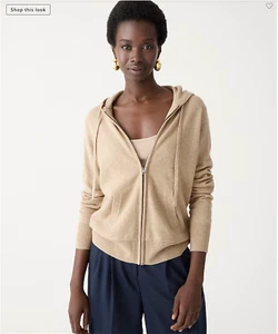 J.crew Womens Sweater Small Beige Cashmere Full Zip Hoodie 18285 - Picture 1 of 10