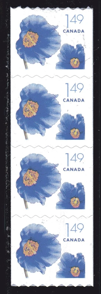 2006 Canada SC# 2131 Himalayan Blue Poppy - Coil Strip of 4 Lot# C258 M-NH   - Image 1 of 1