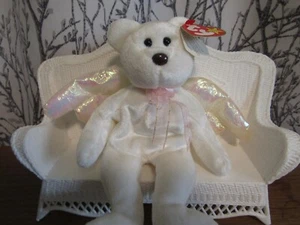 Peluche Ty Beanie Baby Retirado Halo Angel Muy Raro Marrón Nariz #466 Estampado - Imagen 1 de 6